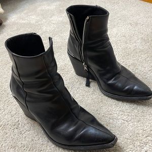 Rag and Bone Santiago Leather Wedge Black Boot